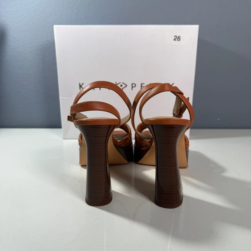 Katy Perry‎ The Steady Ankle Strap Women 9 Ginger Biscuit New Woven Platform